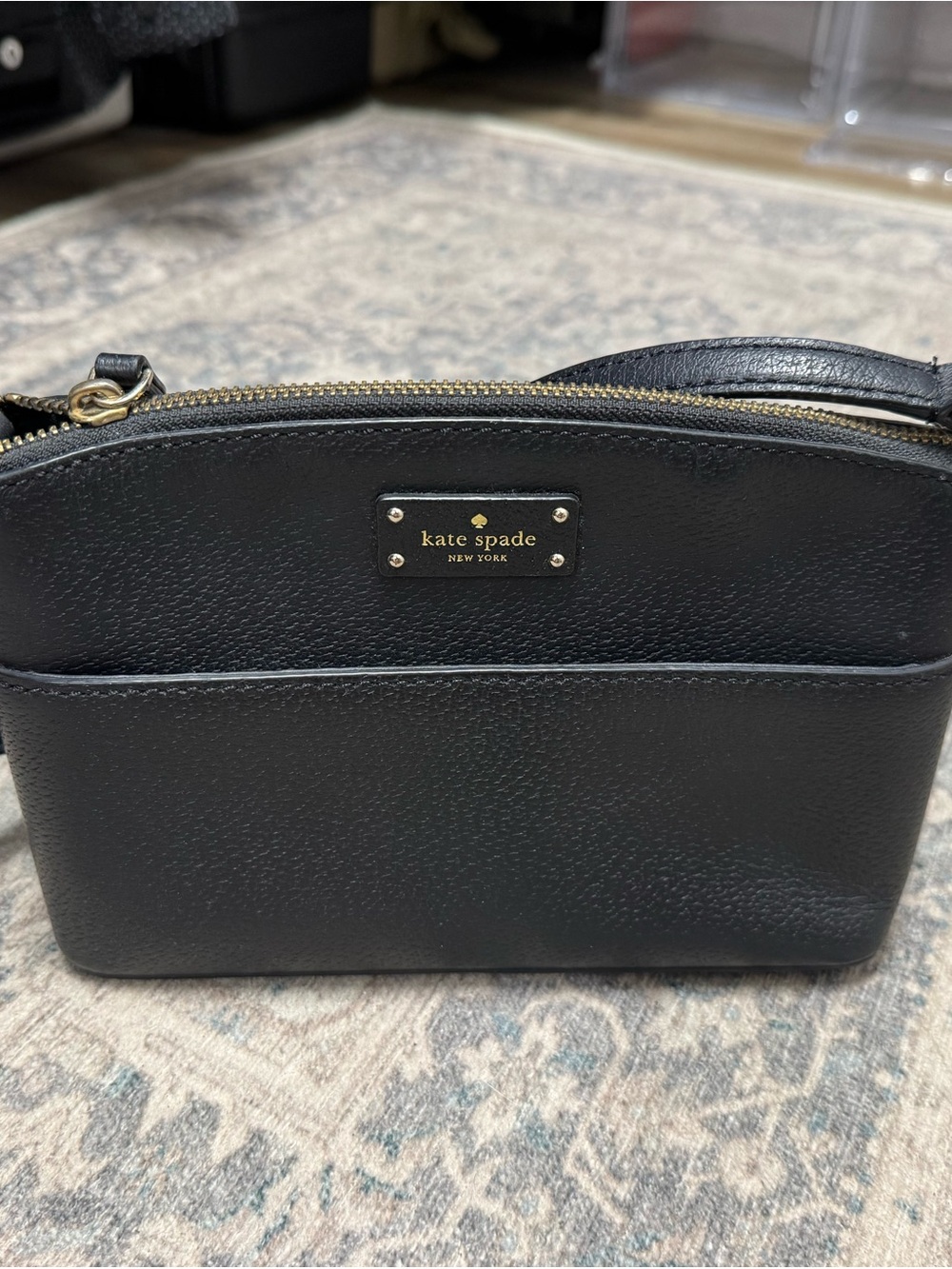 kate spade Black Pebbled Leather Crossbody with Gold Hardware
